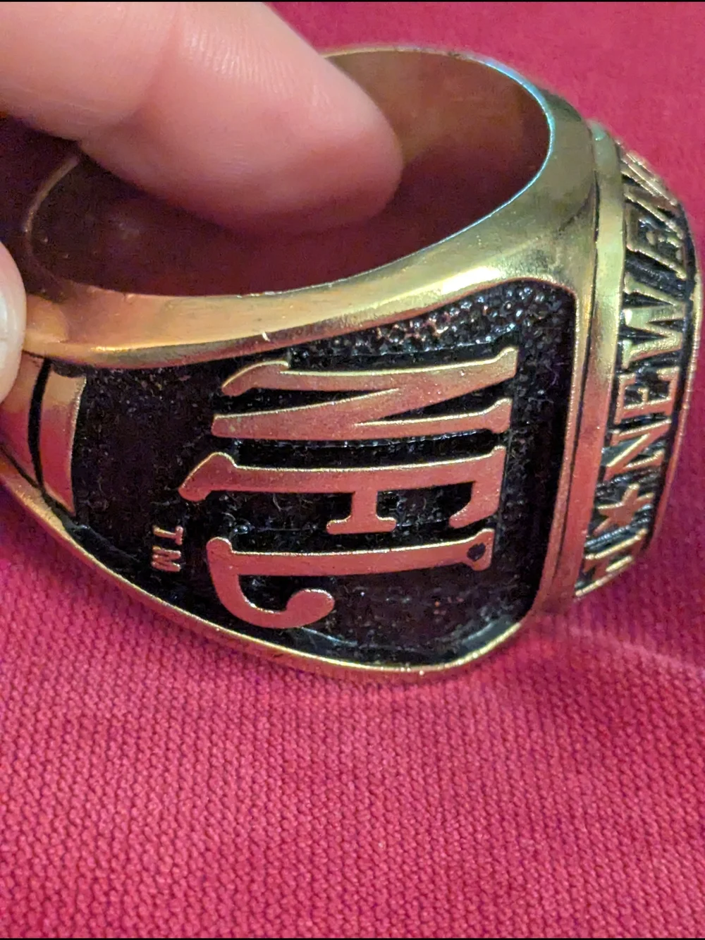 New England Football Logo Men's Statement Paperweight Ring - Blue/Gold